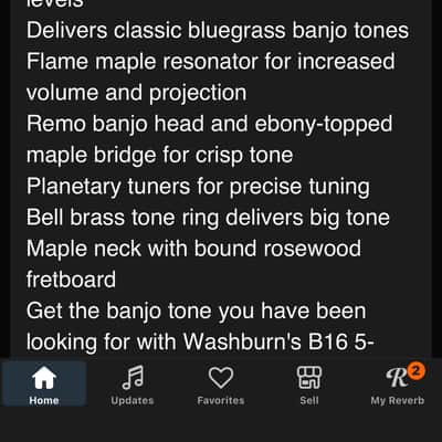 Washburn B16 5 string bluegrass banjo image 17