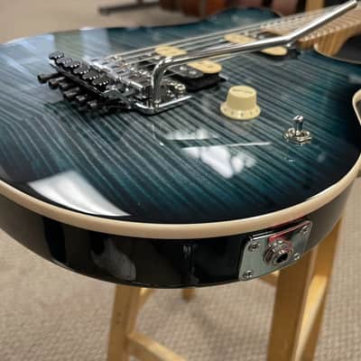 Ernie Ball Music Man Axis Flame Top Electric Guitar Yucatan Blue w/ Hard Case image 11