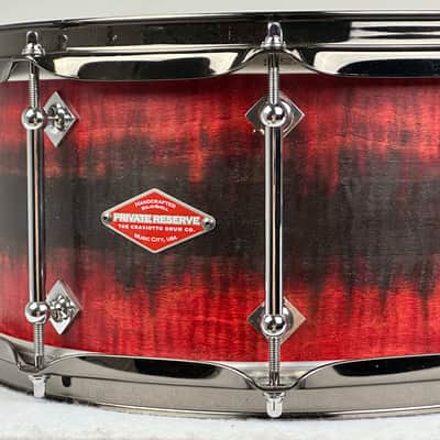 Craviotto 6.5x14" Private Reserve Solid Curly Maple Snare Drum - 2023 Red/Black Satin Duco Fade image 6