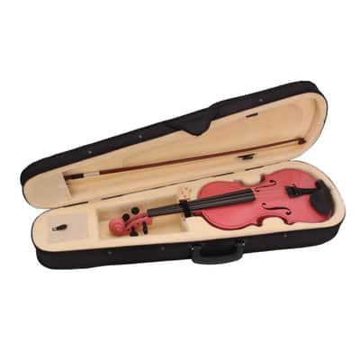 Cxxss Full Size 4/4 Acoustic Violin Set,Beginner Violin Vintage Solid Wood Violin Starter Kit with Carrying Case,Bow and Rosin-Pink image 3