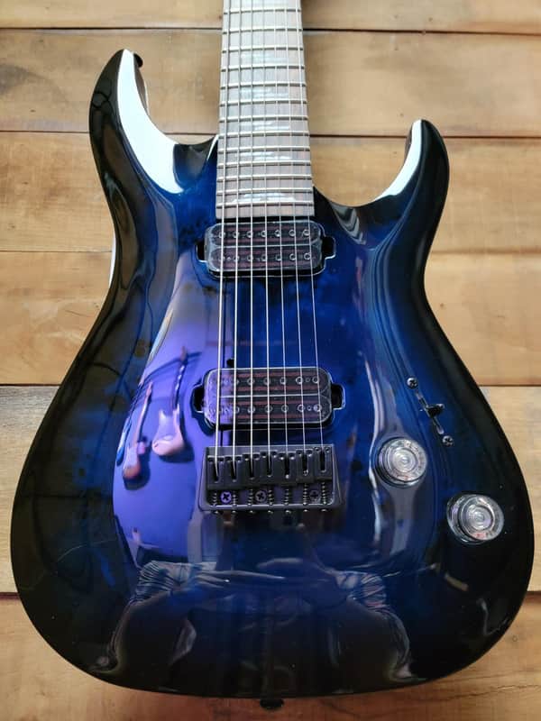 Schecter Guitar Research Omen Elite-7 - See-Thru Blue Burst image 1