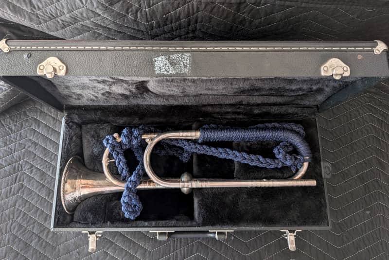 RON COLLIER ULTRA-RARE 'OLD GUARD' FIFE & DRUM CORPS CEREMONIAL TRUMPET w/CASE #9
