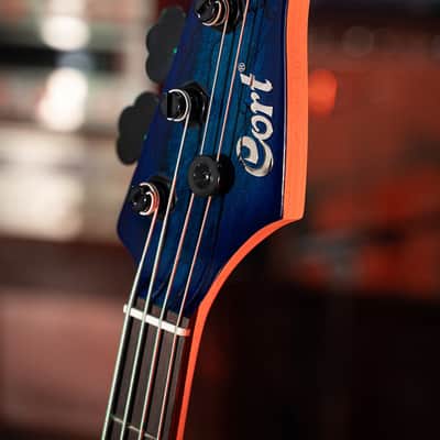 Cort GB-Fusion 4 Blue Burst 4 String Jazz Bass 34" Spalted Maple Luminous Side Dots image 9