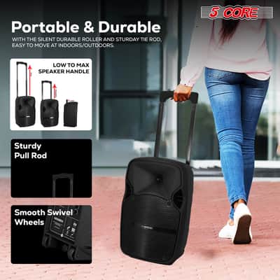 5 Core Party Speaker Bluetooth 250W Big Powered Rechargeable Outdoor PA DJ System w 2 Wireless Mics image 7