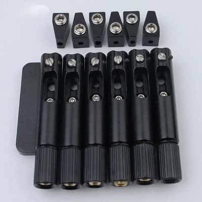 Black 6 String Headless Fanned Fret Guitar Brass Fixed Bridge Set image 3