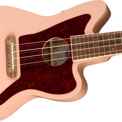 Mint Fender Fullerton Jazzmaster Acoustic Electric Concert Ukulele, Shell Pink image 4