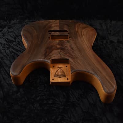 Strat Style Body - 1 Piece Mahogany with 2 Piece Walnut Top - Weight: 4 lbs 7 oz - EASY REACH NECK CARVE - 2-3/16" Heel Width image 4