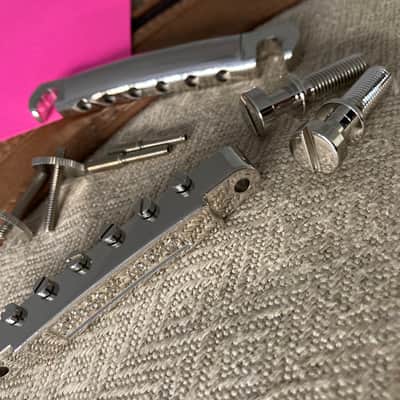Gibson Historic Non-Wire ABR-1 Tune-O-Matic Bridge with Lightweight Aluminum Stop Bar Tailpiece- Nickel- COMBO image 4