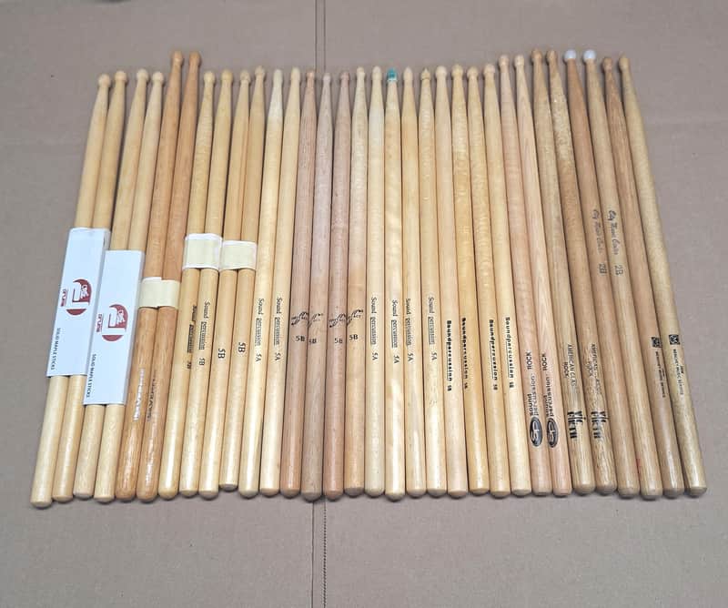 Lot of 16 Pairs of Drum Sticks 5A 5B 2B Rock Various Brands Lot 82-639 image 1