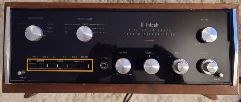 McIntosh C26 Solid State Stereo Preamplifier 1974 Black/Walnut image 1