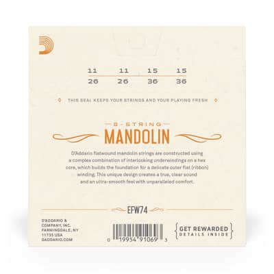 D'Addario EFW74 Flatwound Stainless Steel 11-36 Mandolin Strings image 2