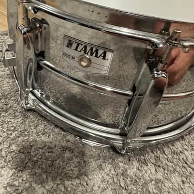 Tama RS-106 Rockstar 6.5x14" Steel Snare Drum with 8 Sure-Tune Lugs, SS Upright Strainer 1988 - 1994 - Chrome image 2