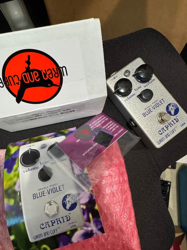 Wren and Cuff Blue-Violet Caprid Small Foot rams head muff fuzz pedal image 1