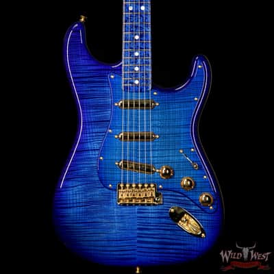 Fender Custom Shop Masterbuilt Yuriy Shishkov 1969 Stratocaster NOS Flame Top Birdseye Nk Royal Blue image 3