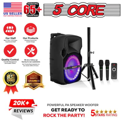 5 Core Party Speaker w Microphone 400W Big Rechargeable Bluetooth Loud PA DJ Karaoke System w Stand-ACTIVE HOME 10 2-MIC image 11