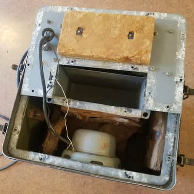 Jensen Federal Military speaker cab Projector Set AN/PFP-1 w/ Full-range P8P C5556 25 watt AlNiCo 8" 16 Ohm driver and cable 1954 - olive metal image 15
