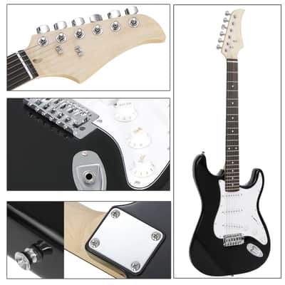 39 Inch Electric Guitar Full Size Starter Kit w/ 10W Amp Beginner-Friendly Black image 3