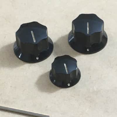 Vintage Reissue Fender Cosmo USA Relic Black Jazz Bass Knobs For 1/4 Pots Guitar image 3