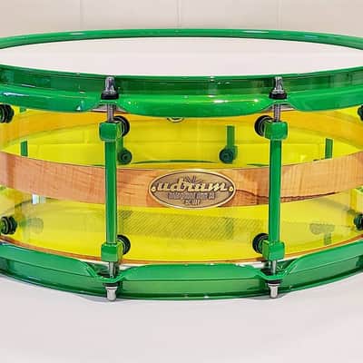 Udrum  Ambrosia Maple/Acrylic Hybrid Snare 2021 Maple/Fluorescent Green image 1