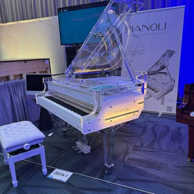 (New) PIANOLI Crystal Acrylic Grand Piano w/QRS PNO4 Player & LED Case. Transparent / Clear Cabinet. Luxury Player Piano. image 2
