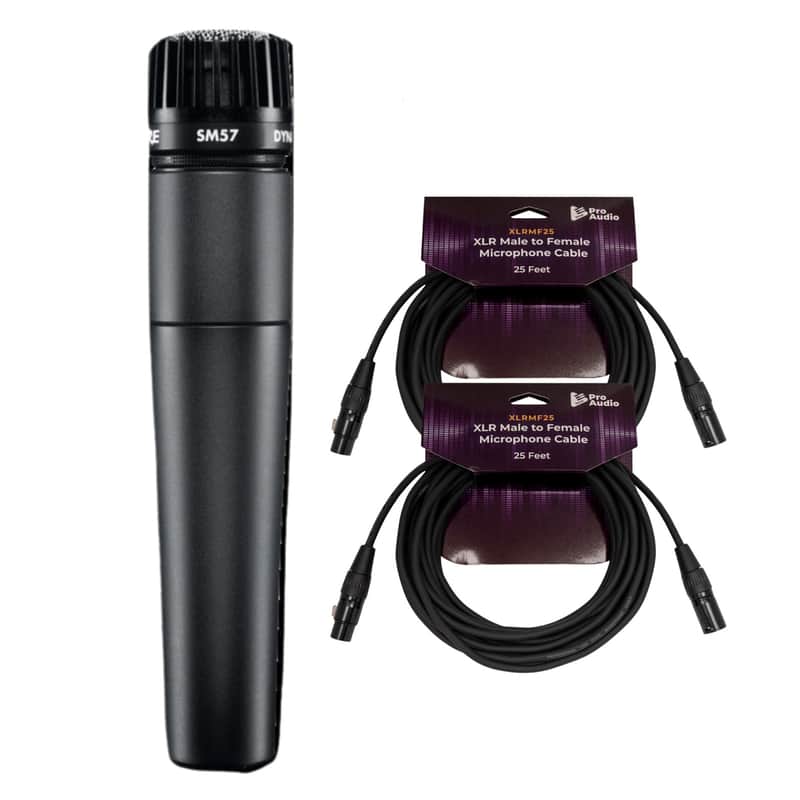 Shure SM57 Instrument Microphone with 2 x XLR Cables image 1