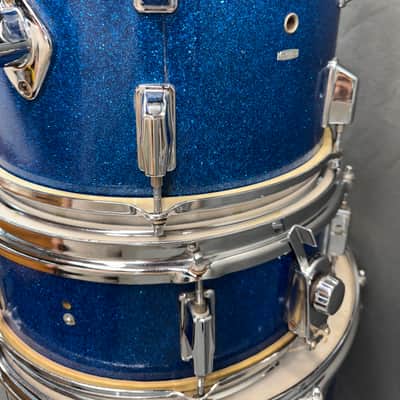 Vintage Apollo 1960s-1970s Drum Kit 5pc Set Import Blue Sparkle Toms Snare Kick image 6