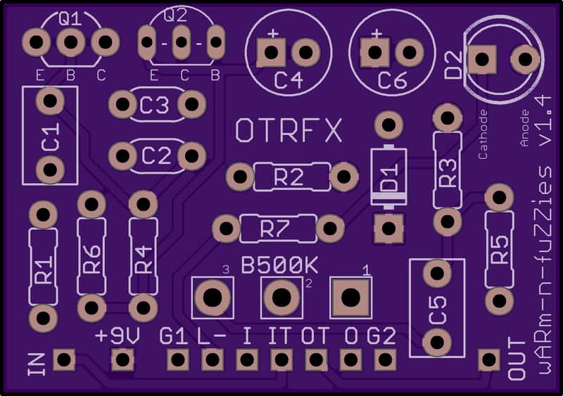 wARm-n-fuZZies PCB - Build your own One-knob Meathead style fuzz pedal! image 1