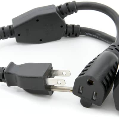 Hosa YAC-407 Power Y Cable Dual NEMA 5-15R to NEMA 5-15P 1.5ft - Black image 1