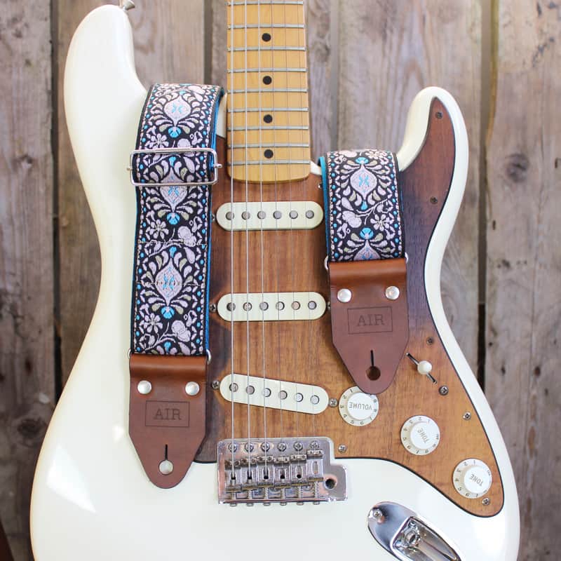 Guitar Strap 🇬🇧 Leather - Air Guitar Straps - "Oceania" Guitar Strap - Vintage / Retro/ Leather image 1