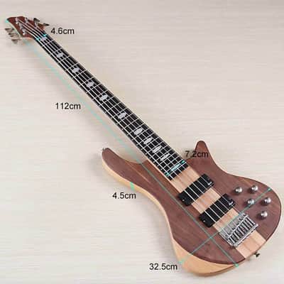 Hickory Wood Top Custom 5 String Electric Bass, Ash Body, Maple Neck Through, 24 Frets Fingerboard image 9