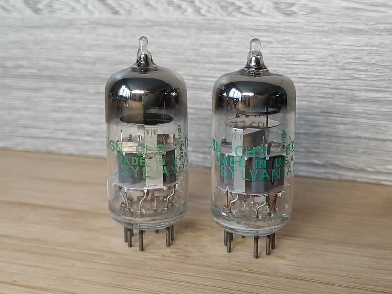 Nice NOS  perfectly matched pair of USN CHS SYLVANIA 6922 USA made e88cc ecc88  6DJ8 like PHILIPS ECG JANSAME CODE fully tested Double stage getter. image 1