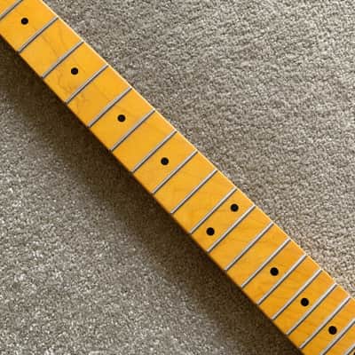 Yellow Guitar Strat Style Maple Wood Neck, 22 Frets Fingerboard image 5