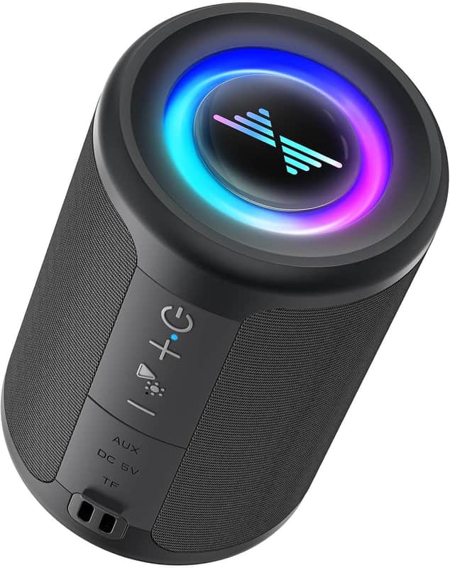 Small Portable Bluetooth Speaker with LED Lights, TWS Stereo Sound, Bluetooth 5.3, AUX & TF Card Support, USB-C Rechargeable Wireless Speaker image 1