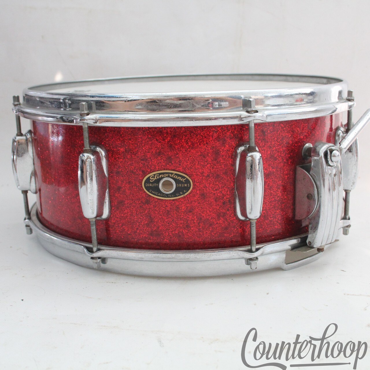 Slingerland Radio King 14x5.5"Snare Drum Red Sparkle COB Brass 1-Ply Maple 50s* — main photograph
