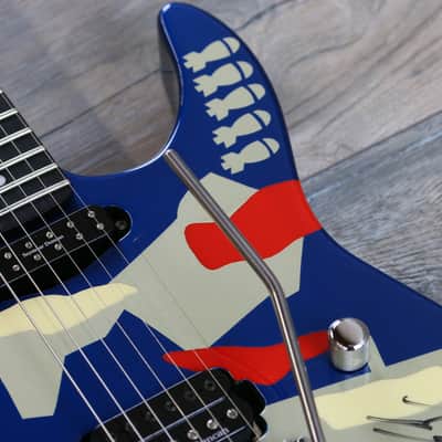 Vintage Signed Twice! ESP Kamikaze II George Lynch Signature 1988 Blue Camo + OHSC image 7