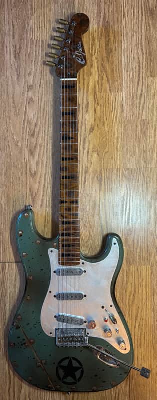 CeJota Strat-Style Electric Guitar - Military U.S. Army Green - "The Tank" image 1