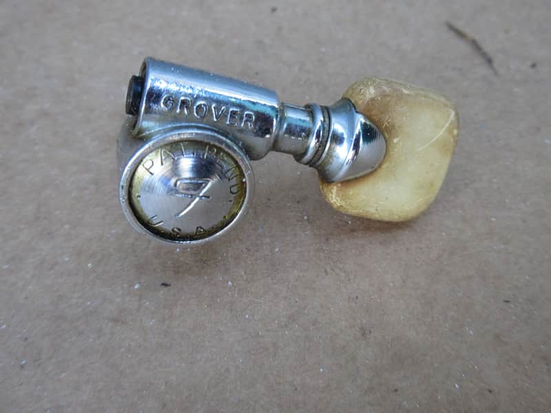 Single 1960s 1967 Grover Fender F USA Pat Pending Guitar Tuner White Button image 1
