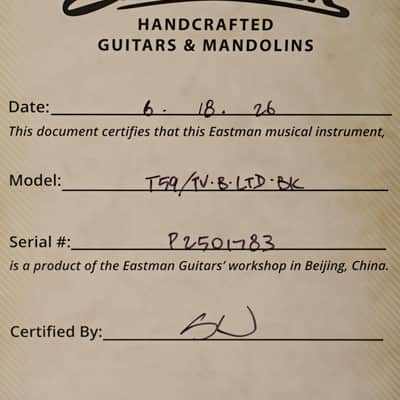 Eastman T59/TV-B-LTD-BK Limited Edition Guitar #P2501783 image 5