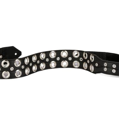 Al Bane For Leather - Tormentor 3"  Premium Leather Black Leather Guitar Strap image 1