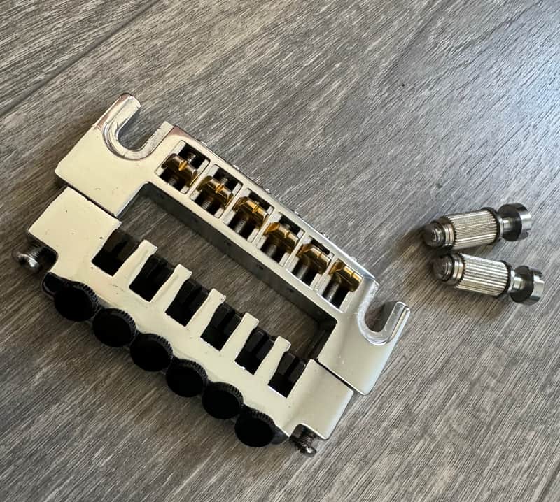 Schaller 456 Fine Tune Wrap Around Bridge 1980s - Chrome Made In Germany Tony Iommi Old Boy image 1
