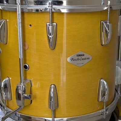 Yamaha 12x14 Custom Floor Tom Drum with Legs Holes for YESS system Beech Custom 2000s? - Pear Yellow Green image 1