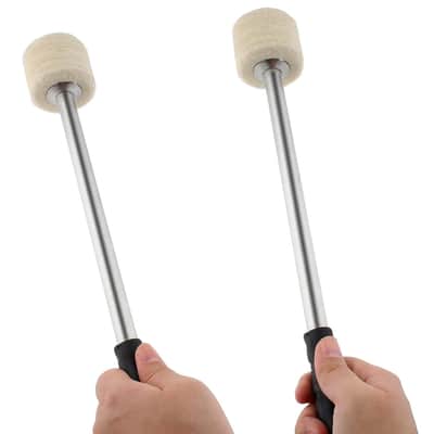 2 Pcs Drum Mallet 13.8 Inches Length, Wool Felt Drum Stick, Anti-Slip Bass Percussion Sticks, Instrument Band Accessory Part For Drums Snare Drums, Beige White image 4