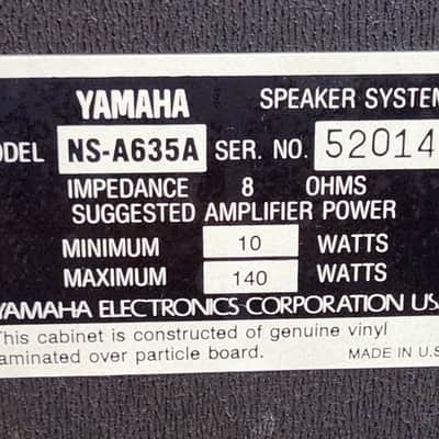 Yamaha Yamaha NS-A635A  3-way, 3-driver bookshelf speaker (1 SPEAKER ONLY) 90s  - Black image 6