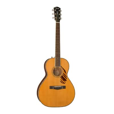 Fender Paramount PS-220E Parlor Acoustic Guitar, Natural, with Case image 4