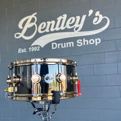 ~RARE!~ DW Collector's Series 6.5x14" Engraved Art Duco Black Nickel Over Brass Snare Drum w/ Gold Hardware image 1