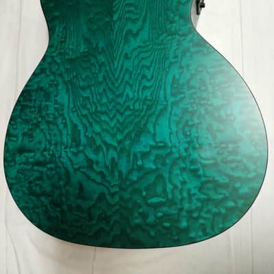 DEAN Exotica Quilt Ash acoustic electric GUITAR Trans Blue Satin w/ Dean Case - B-Stock image 6