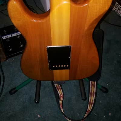 Fender Strat Locking Trem Neck Thru Burl Top Trans Cherry Brust image 6