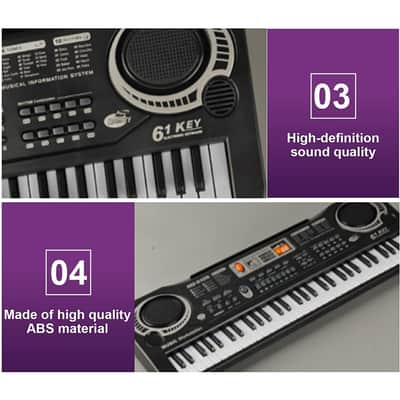61 Keys Electric Piano Keyboard For Kids with Microphone Black New image 4