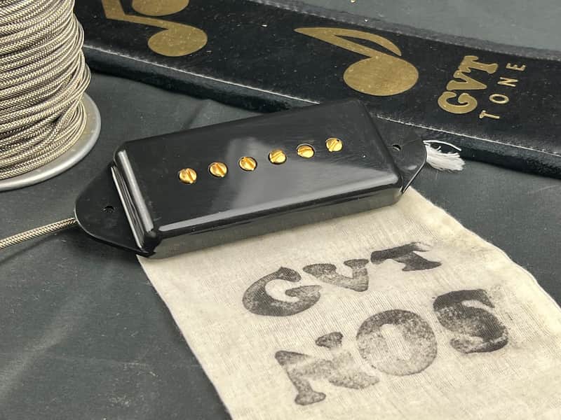 General Vintage Tone  NOS Dog Ear pickup 1957 / 1961  Dogear P90 for Les Paul Junior  Cab black cover image 1
