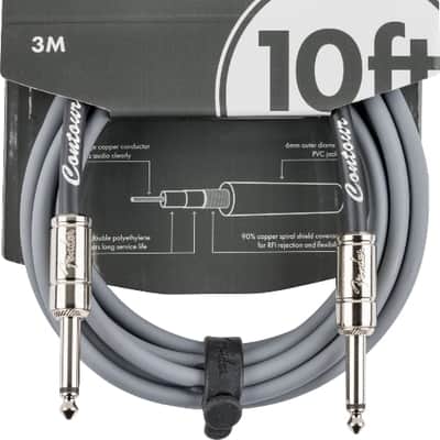 Fender Contour Series Guitar/Instrument Cable, Straight, 10' ft, Inca Silver image 1